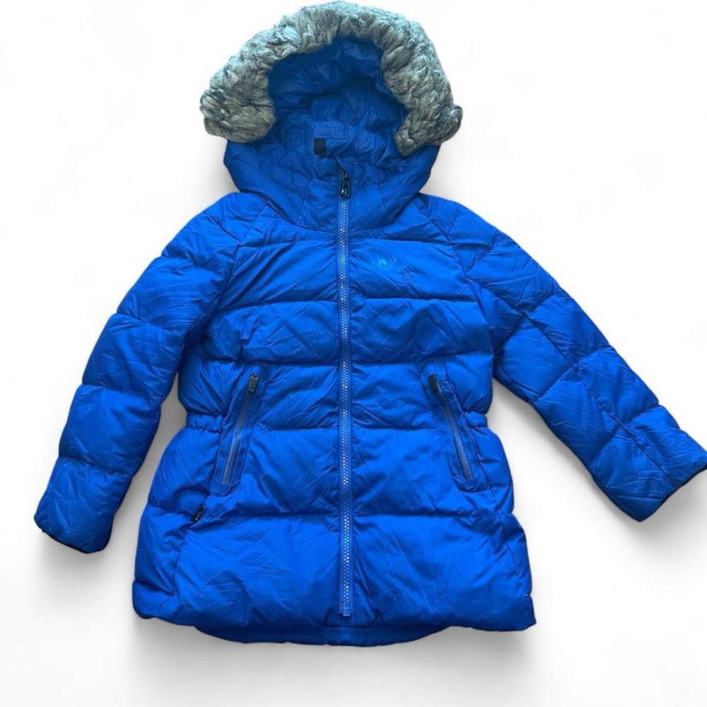 Polo‎ Ralph Lauren Kids’ Blue Fur Hooded Down Puffer Jacket Size 5